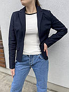 Класичний жіночий піджак вільного крою, жакет з костюмної тканини, синій, 44 р., фото 2