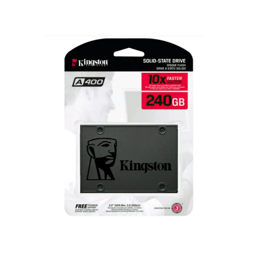 DR SSD Диск Kingston SSDNow A400 240 GB 2.5" SATAIII 3D NAND (SA400S37/240G) Характеристика Чорний