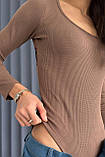 Жіночий боді з фактурного трикотажу з принтом вишивка 44-50 розміри, фото 2
