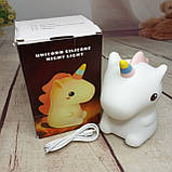 Дитячий бездротовий силіконовий нічник Єдиноріг, фото 4