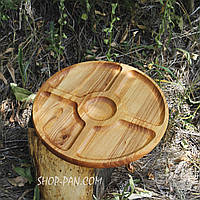Менажница деревянная для сыра 30 см круглая на 5 секций двусторонняя Denwer P Менажниця дерев'яна для сиру 30