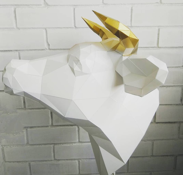 PaperKhan конструктор з картону 3D фігура бик телець корова Паперкрафт Papercraft подарунковий набір для творчості іграшка сувенір