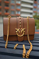 Коричневая женская сумочка Pinko classic love bag icon simply brown Pinko Эко кожа Denwer P Коричнева жіноча