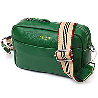 Кожаная женская сумка на плечо из натуральной кожи Vintage Зеленая Denwer P Шкіряна жіноча сумка на плече з