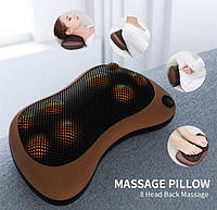 Роликовый массажер подушка для головы и шеи, Портативный массажер для всего тела Massage Pillow 8 роликов