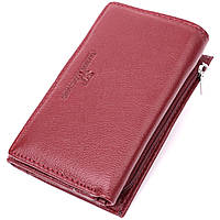 Кожаный женский кошелек в три добавления ST Leather Бордовый Denwer P Шкіряний жіночий гаманець у три