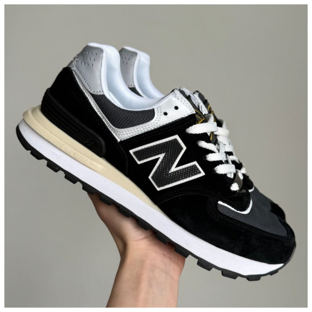 Чоловічі кросівки New Balance 574 Legacy X Stone Island Black White, чорні замшеві кросівки нью беланс 574 ню беленс NB 574 нб