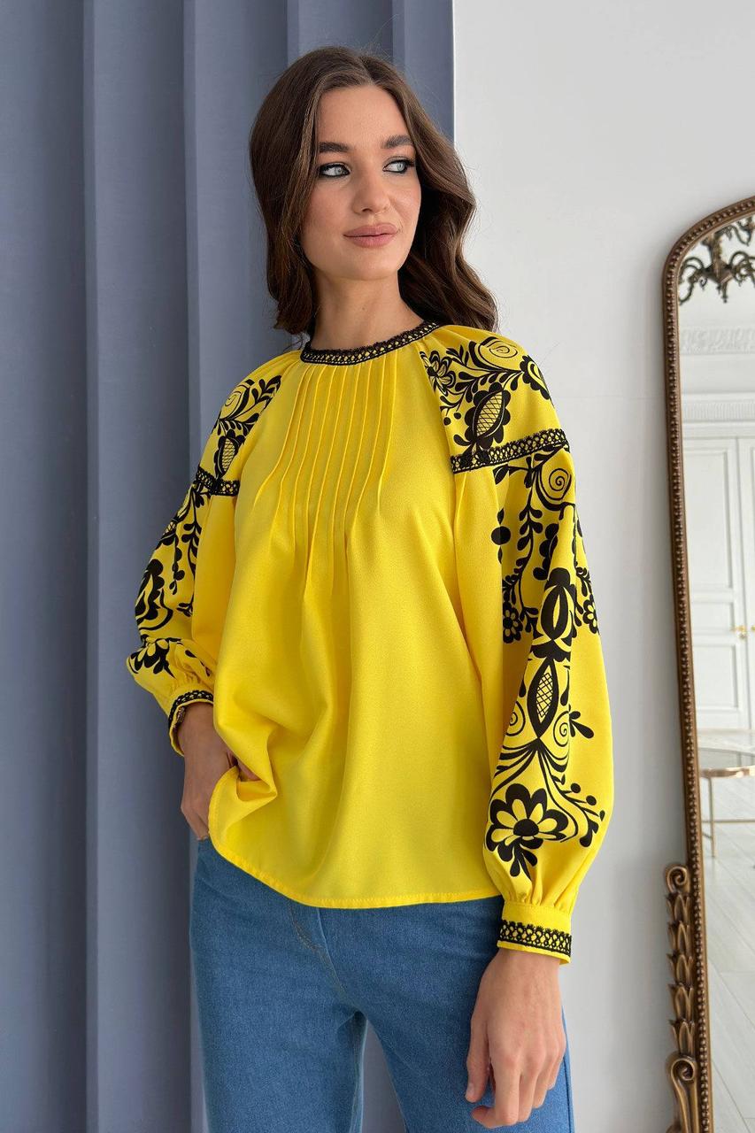 Жіноча блуза з креповою фактурою  44-56 розміри