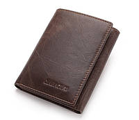 Мужской кожаный кошелек портмоне из натуральной кожи Темно-коричневый Denwer P Чоловічий шкіряний гаманець
