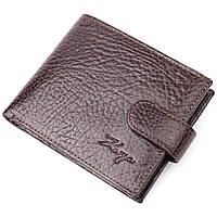 Мужской кошелек с хлястиком из натуральной кожи KARYA 21078 Коричневый Denwer P Чоловічий гаманець з хлястиком