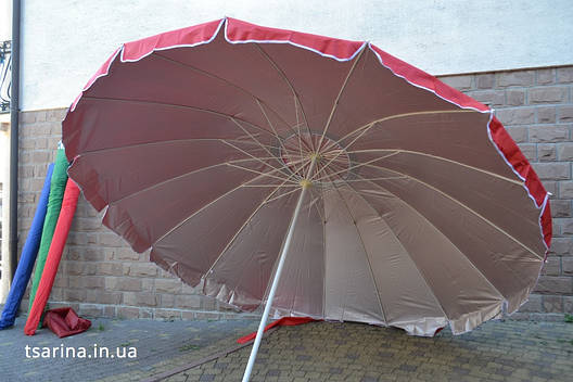 Парасолька торгова 3 метри, клапан 16 спиць,срібло, фото 1