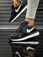 Чоловічі кросівки найк чорні з білою підошвою Nike Air Zoom Black White Denwer P