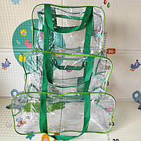 Сумки в роддом прозрачные для беременных S+M+L, набор из 3х сумок для мамы дородовый Зеленый