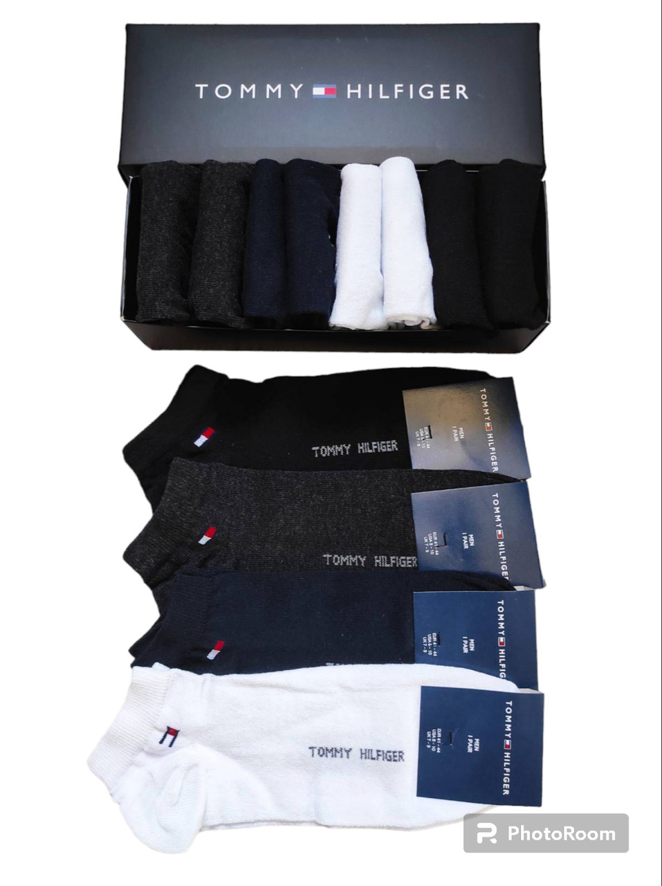VIV Носки мужские шкарпетки Tommy Hilfiger - 12 пар в коробке томми хилфигер / чоловічі шкарпетки носки - фото 1 - id-p2195301958