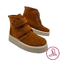 Черевики жіночі зимові з замши рудого кольору “Style Shoes”, фото 4