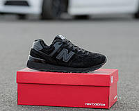 Зимові Кросівки New Balance 574 Black Нью Беланс 574 Чорні Хутро Denwer P