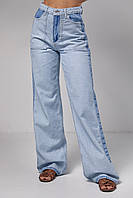Женские джинсы с лампасами и накладными карманами - голубой цвет, 38р (есть размеры) sl