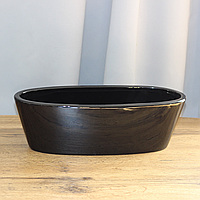 Горшок (ваза-кашпо) керамический "Трапеция" для цветов, композиций, растений. Вазон 34х11х12, черный