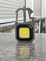 Фонарик брелок аккумуляторный LED COB c карабином и магнитом 500 mAh, мини Фонарик светодиодный usb мультитул