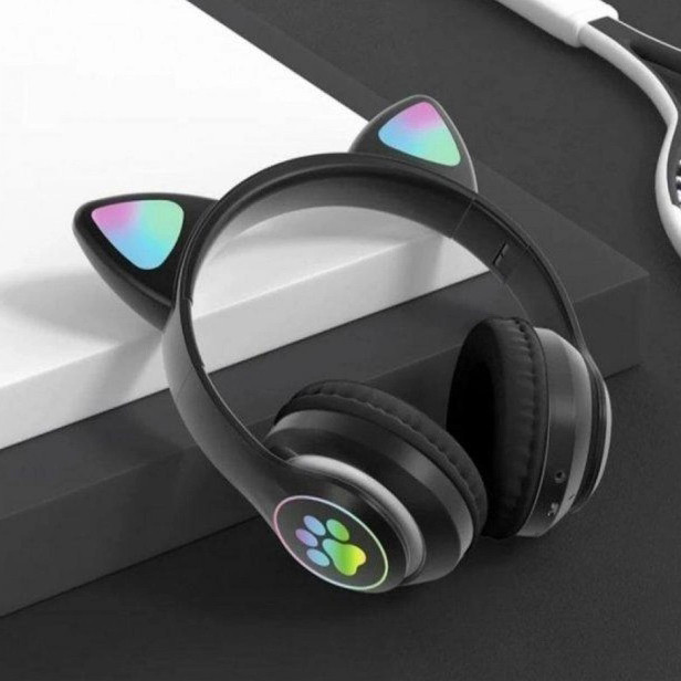 TYI Беспроводные наушники с кошачьими ушками и RGB подсветкой Cat VZV 23M. Цвет: черный - фото 4 - id-p2195305997