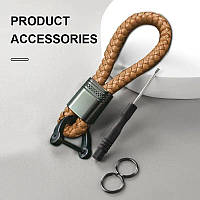 Кожаный плетеный брелок для автомобильных ключей универсальный, брелок с кожаным ремешком для ключей от дома