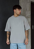 Оверсайз футболка серая для мужчины Staff gray basic oversize Denwer P Оверсайз футболка сіра для чоловіка