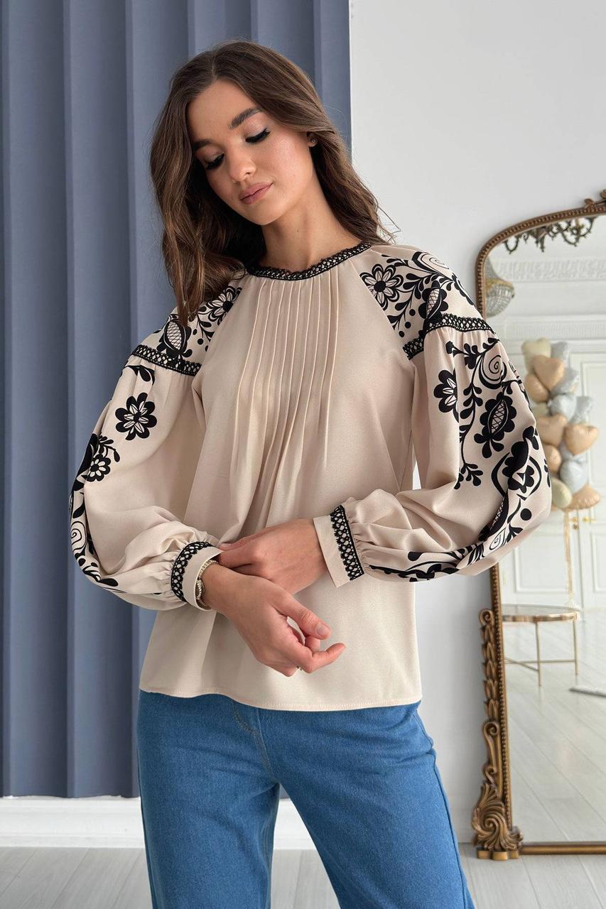 Жіноча блуза з креповою фактурою  44-56 розміри