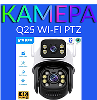 Камера видеонаблюдения уличная Q25 Wi-Fi ptz camera 6MP app ICSEE 6MP | Видеокамера с датчиком движения