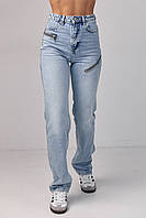 Женские джинсы с молниями - голубой цвет, 34р (есть размеры) sl