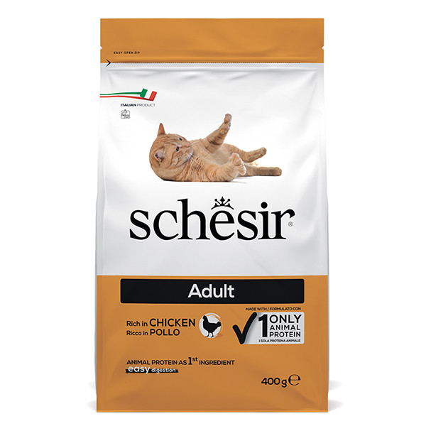 Schesir Cat Adult Chicken Шезір Дорослий Курка сухий монопротеїновий корм для котів 0.4кг, фото 1