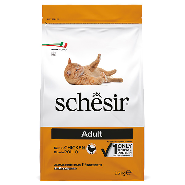 Schesir Cat Adult Chicken ШЕЗИР ДОРОСЛИЙ КУРКА сухий монопротеїновий корм для котів, фото 1