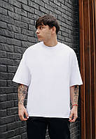 Футболка Staff white oversize белая мужская оверсайз однотонная стаф Denwer P Футболка Staff white oversize