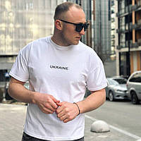 Чоловіча футболка оверсайз білого кольору з принтом Ukraine