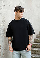 Футболка Staff black oversize premium однотонная мужская оверсайз черная стаф Denwer P Футболка Staff black