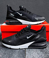 Чоловічі легкі кросівки найк чорні з білою підошвою Кроси чоловічі в сіточку Nike 270 Denwer P