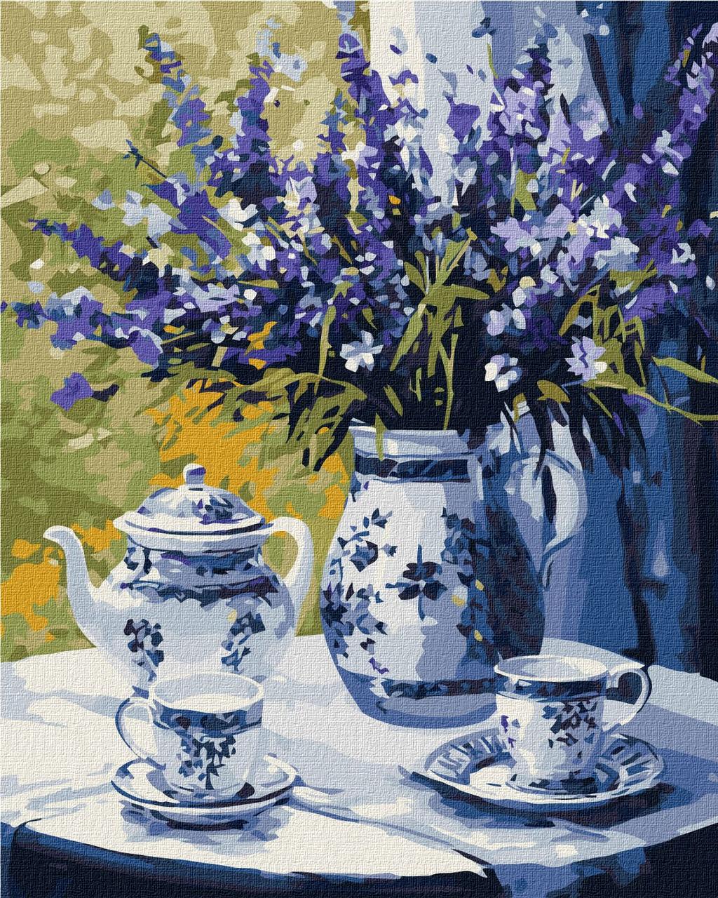 Картина за номерами 40х50 см. Чаювання з лавандою ©art_selena_ua Ідейка КНО3272