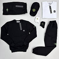 Набор 7в1 Stone Island мужской костюм спортивный свитшот брюки футболка шорты кепка 2 пары носков Denwer P