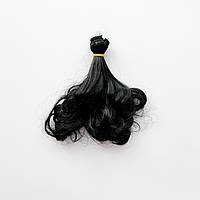 Волосы для кукол глянец локоны на концах 15 см черный