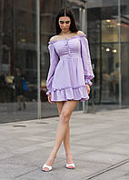 Женское Платье Staff светло фиолетовое для девушки с длинными рукавами стаф. Denwer P Жіноча Сукня Staff