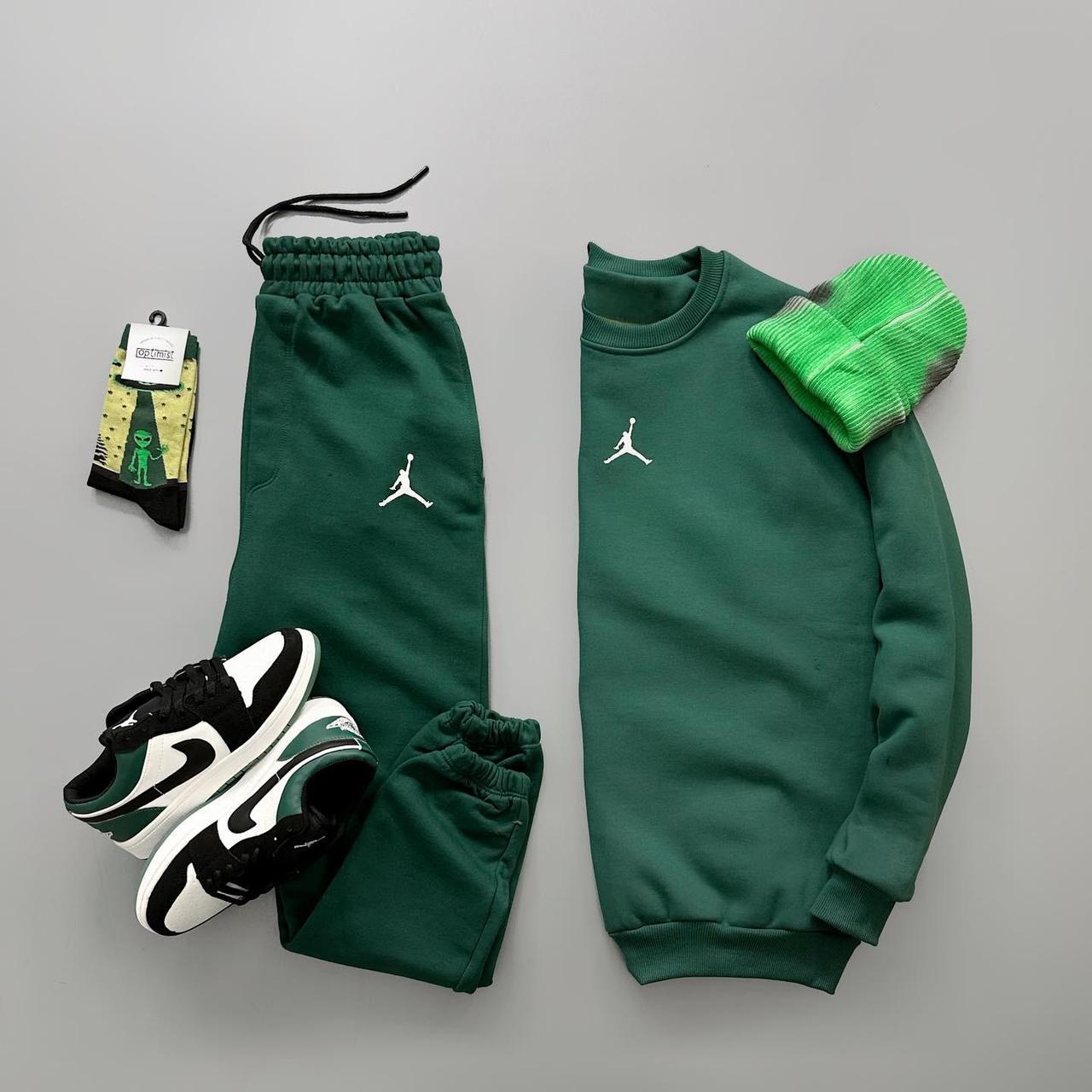 Штани та світшот Спортивний чоловічий костюм джордан зелений Denwer P