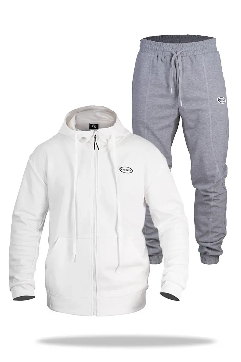 Спортивний костюм чоловічий Freever WF 8408-92 білий з сірим, фото 1