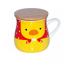 Кружка з бамбуковою кришкою "Love Cup", 450мл (Велика керамічна чашка для чаю), фото 3