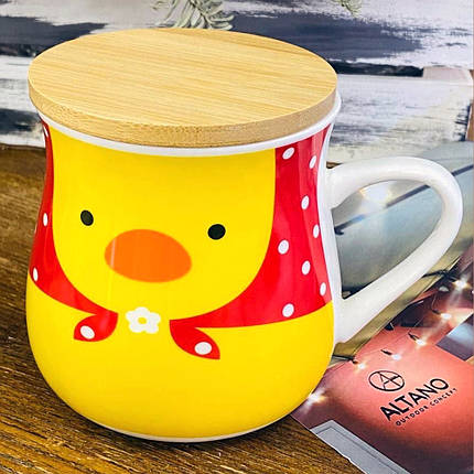 Кружка з бамбуковою кришкою "Love Cup", 450мл (Велика керамічна чашка для чаю), фото 1
