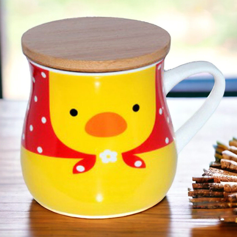 Чашка для чаю з кришкою "Love Cup", 450мл (Керамічна кружка з бамбуковою кришкою)