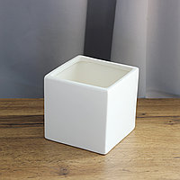 Горшок (ваза-кашпо) керамический "Квадрат" для цветов, композиций, растений. Вазон 12х12х12, белый