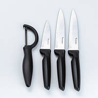 Кухонный набор ножей из нержавеющей стали с овощечисткой, качественный набор из 4 предметов для кухни Черный