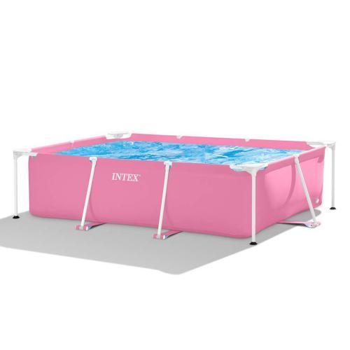 Каркасний басейн прямокутної форми Intex рожевого кольору довжина 220 см. ширина 150 см. || Kilometr+
