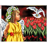Ангелочок у тюльпанах Схема для вишивання бісером Biser-Art 309ба
