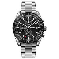 Часы наручные мужские классические SKMEI 9253SIBK серебряный кварцевый Denwer P Годинник наручний чоловічий