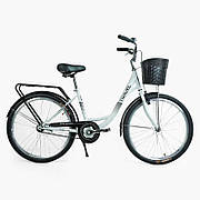 Велосипед міський Corso «TRAVEL» 26`` TR-7302 (1) колір білий, одношвидкісний, сталева рама 16.5``, корзина,